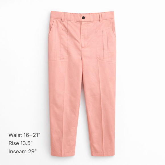 Unbranded Pants - Women's Pink High Rise Trousers | Elastic Back Waist | Cotton Stretch